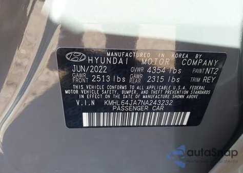 2022 Hyundai Sonata Sel z USA, uszkodzony, nr VIN KMHL64JA7NA243232